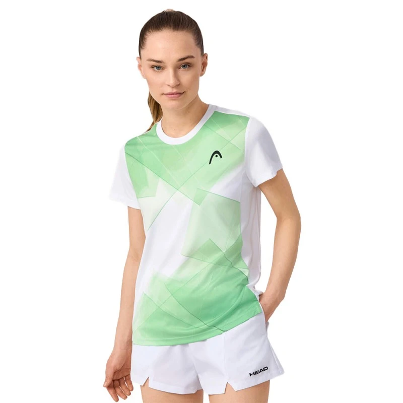 Tee-Shirt Femme Head Tie-Break Blanc/Vert 3 Tee-Shirt Femme Head Tie-Break Blanc/Vert