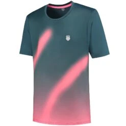 Tee-Shirt K-Swiss Hypercourt Print Crew 5 Vert/Rose