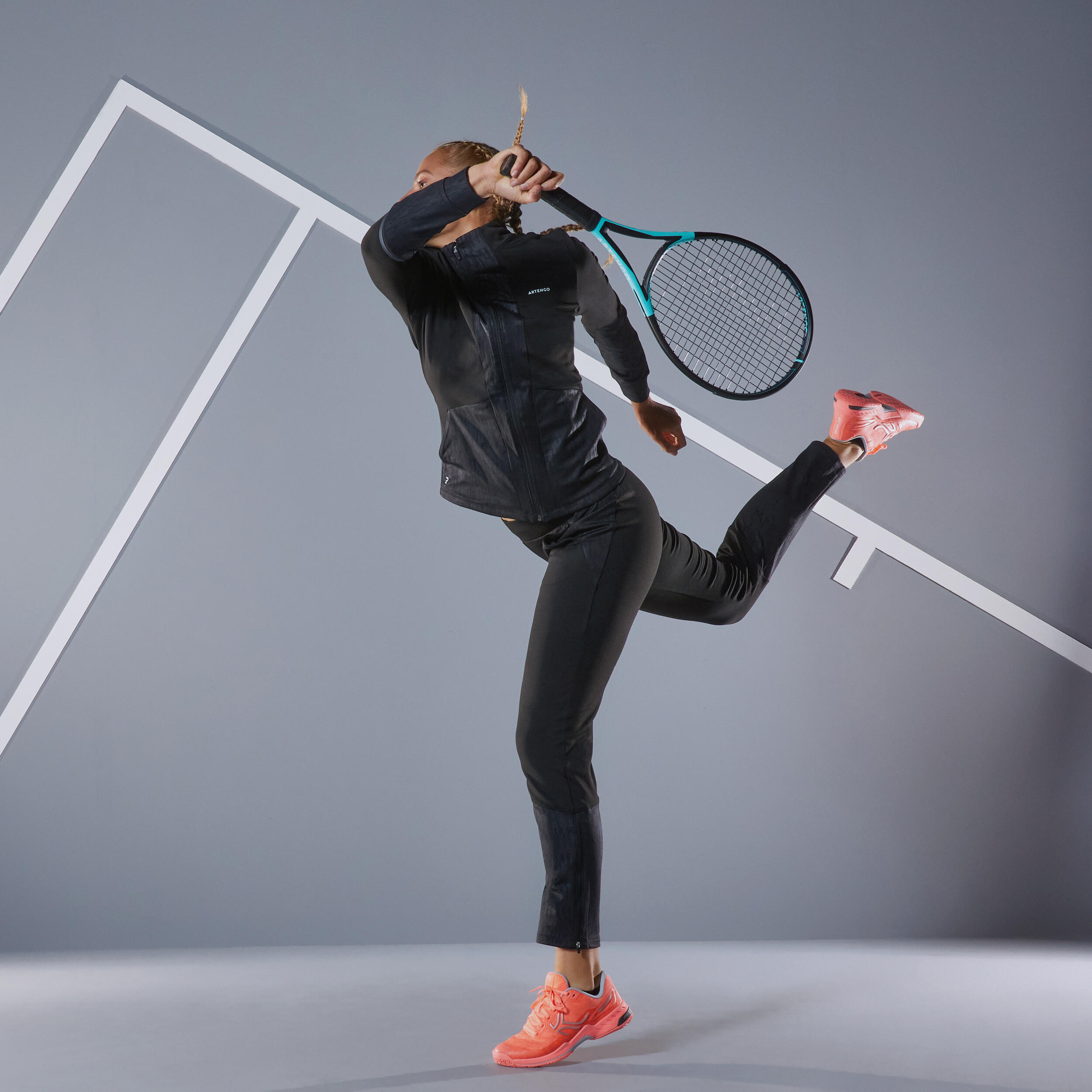 Tennis-Compagnie -Tennis-Compagnie veste tennis thermique dry femme th500 noir